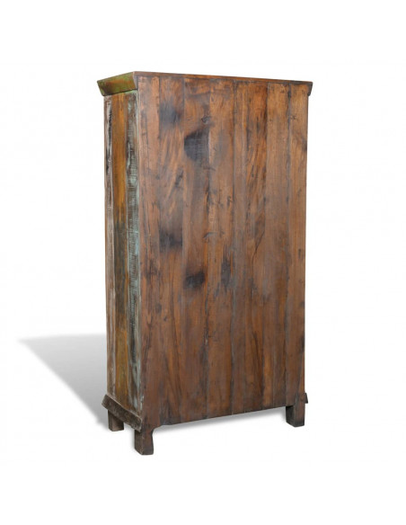 Libreria Multicolore in Legno Riciclato con 3 Scaffali e 2 Ante