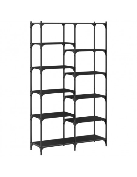 Libreria Nera 100x32x170 cm in Legno Multistrato e Ferro