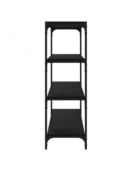 Libreria Nera 100x33x100 cm in Legno Multistrato e Acciaio