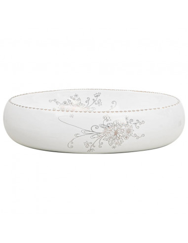 Lavabo da Appoggio Bianco Ovale 59x40x15 cm Ceramica
