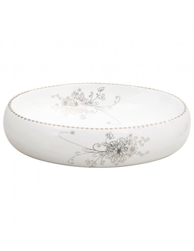 Lavabo da Appoggio Bianco Ovale 59x40x15 cm Ceramica