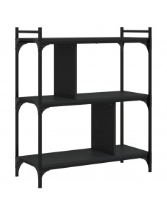 Libreria Nera 3 Ripiani 76x32x88 cm Legno Multistrato