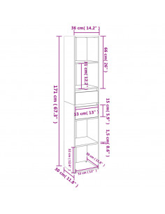 Libreria Nera 36x30x171 cm in Legno Multistrato
