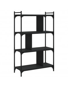 Libreria Nera 4 Ripiani 76x32x123 cm Legno Multistrato