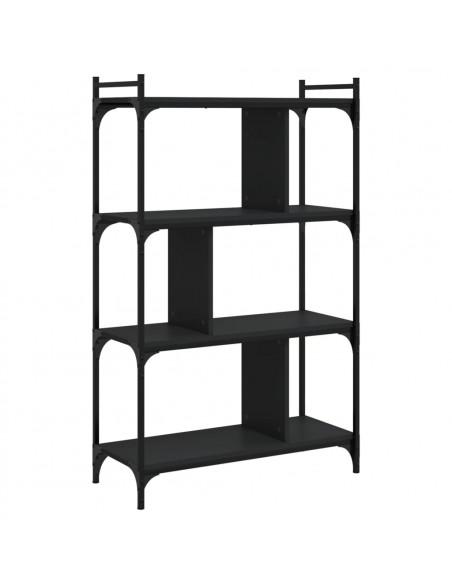 Libreria Nera 4 Ripiani 76x32x123 cm Legno Multistrato