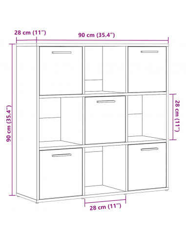 Libreria Legno Antico 90x28x90 cm in Legno Multistrato