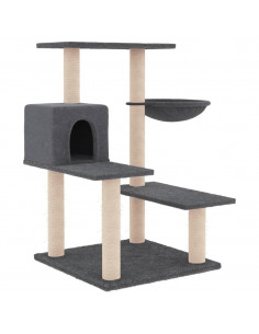 Albero per Gatti con Tiragraffi in Sisal Grigio Scuro 82,5 cm 2