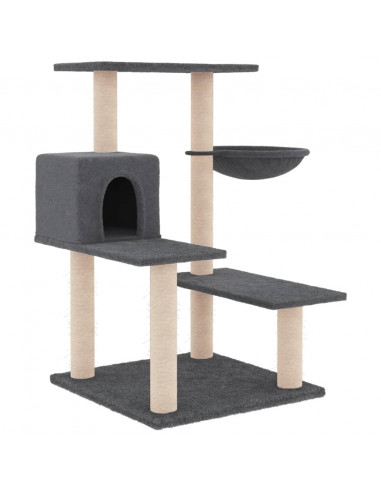 Albero per Gatti con Tiragraffi in Sisal Grigio Scuro 82,5 cm