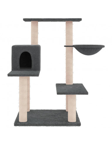 Albero per Gatti con Tiragraffi in Sisal Grigio Scuro 82,5 cm