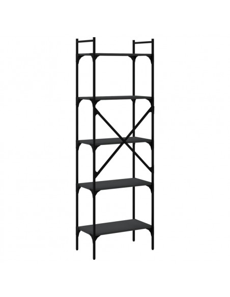 Libreria Nera 5 Ripiani 56x31,5x174 cm Legno Multistrato