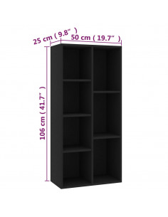 Libreria Nera 50x25x106 cm in Legno Multistrato