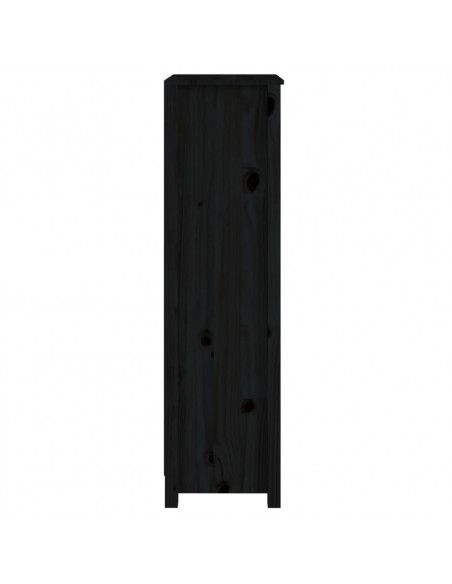 Libreria Nera 50x35x125,5 cm in Legno Massello di Pino