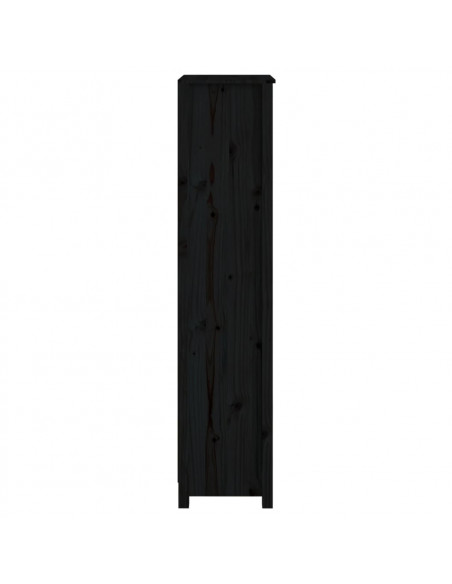 Libreria Nera 50x35x154 cm in Legno Massello di Pino