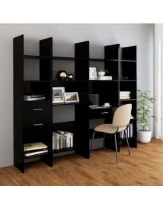 Libreria Nera 60x35x180 cm in Legno Multistrato
