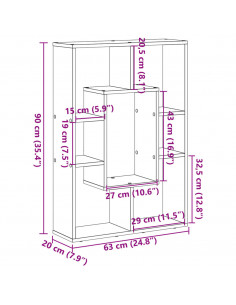 Libreria Nera 63x20x90 cm in Truciolato