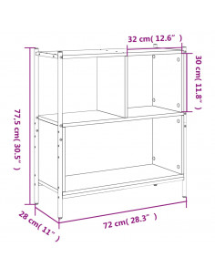 Libreria Nera 72x28x77,5 cm in Legno Multistrato