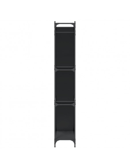 Libreria Nera 79x30x180 cm in Legno Multistrato e Metallo