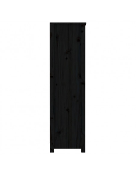 Libreria Nera 80x35x126 cm in Legno Massello di Pino