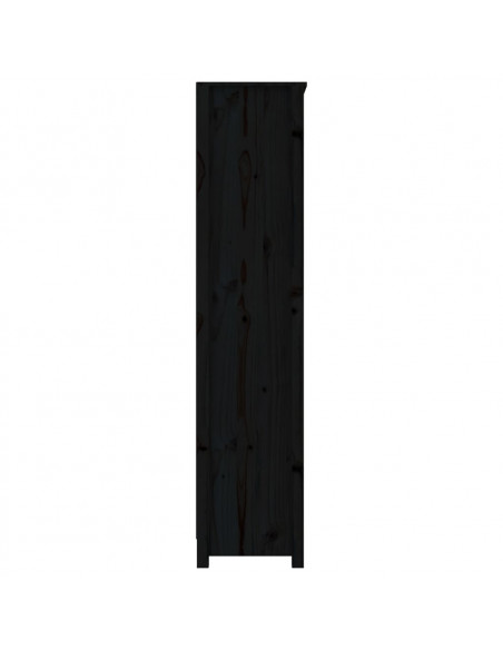 Libreria Nera 80x35x154 cm in Legno Massello di Pino