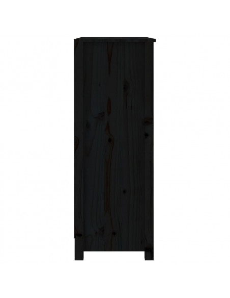 Libreria Nera 80x35x97 cm in Legno Massello di Pino