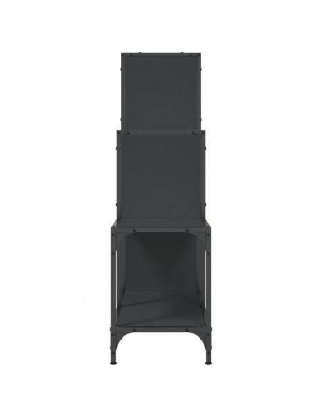 Libreria Nera 92x30x102 cm in Legno Multistrato e Metallo