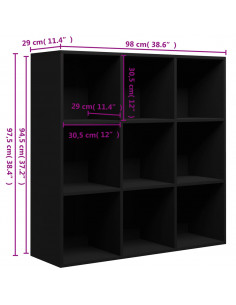 Libreria Nera 98x29x97,5 cm in Legno Multistrato