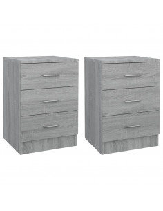 Comodini Grigio Sonoma 2 pz 38x35x56 cm in Legno Multistrato 2