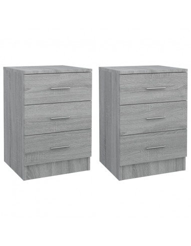 Comodini Grigio Sonoma 2 pz 38x35x56 cm in Legno Multistrato