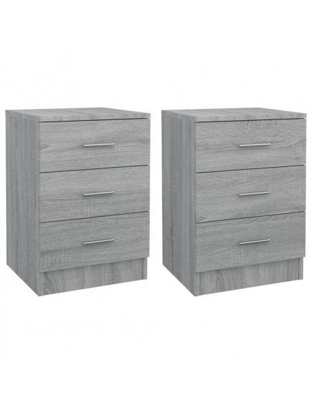 Comodini Grigio Sonoma 2 pz 38x35x56 cm in Legno Multistrato