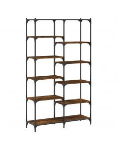 Libreria Rovere Fumo 100x32x170 cm in Legno Multistrato e Ferro