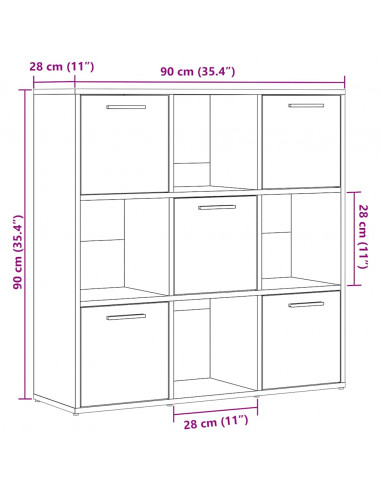 Libreria Rovere Artigianale 90x28x90 cm in Legno Multistrato