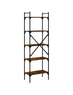 Libreria Rovere Fumo 5 Ripiani 56x31,5x174 cm Legno Multistrato