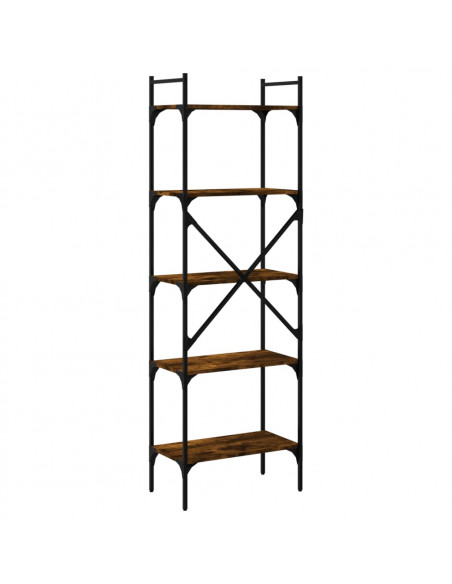 Libreria Rovere Fumo 5 Ripiani 56x31,5x174 cm Legno Multistrato