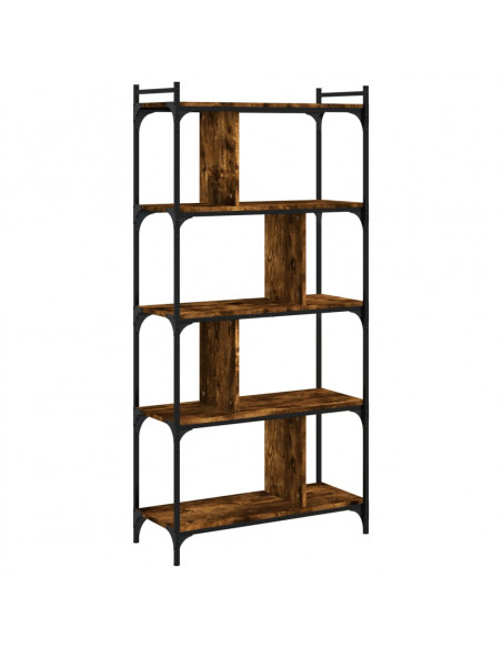 Libreria Rovere Fumo 5 Ripiani 76x32x158 cm Legno Multistrato
