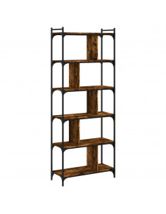 Libreria Rovere Fumo 6 Ripiani 76x32x192 cm Legno Multistrato