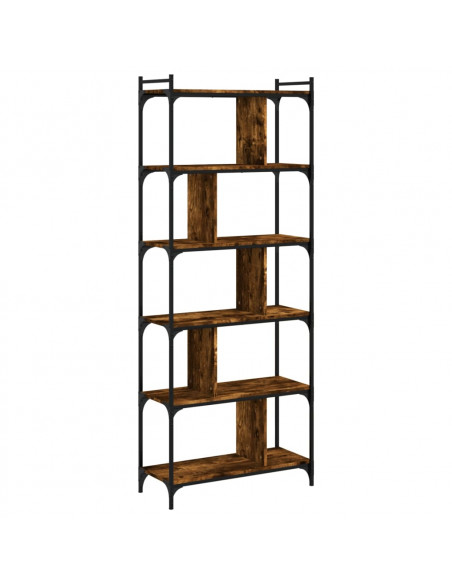 Libreria Rovere Fumo 6 Ripiani 76x32x192 cm Legno Multistrato