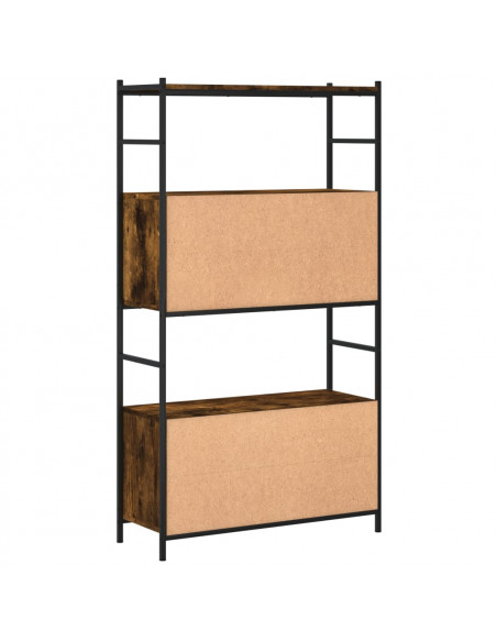 Libreria Rovere Fumo 80x30x145,5cm in Legno Multistrato e Ferro