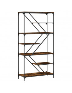 Libreria Rovere Fumo 91x36x176 cm Legno Multistrato e Acciaio