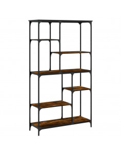 Libreria Rovere Fumo 99x35,5x176 cm Legno Multistrato e Acciaio