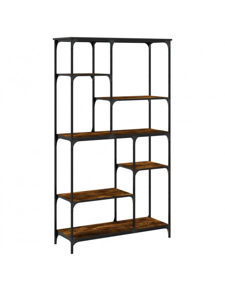 Libreria Rovere Fumo 99x35,5x176 cm Legno Multistrato e Acciaio