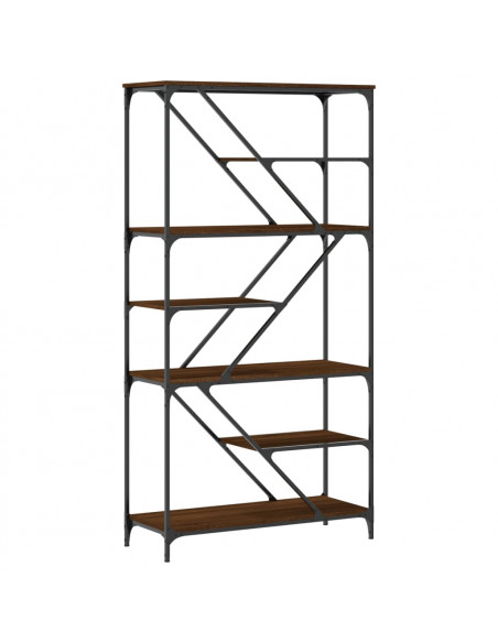 Libreria Rovere Marrone 91x36x176cm Legno Multistrato e Acciaio
