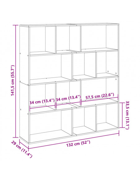 Libreria Rovere Sonoma 132x29x141,5 cm in Legno Multistrato
