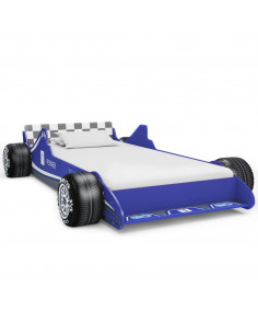 Letto Bambini ad Auto da Corsa 90x200 cm Blu 2