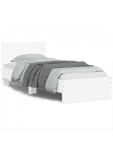 Giroletto con Testiera Bianco 90x190 cm in Legno Multistrato