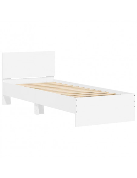 Giroletto con Testiera Bianco 90x190 cm in Legno Multistrato