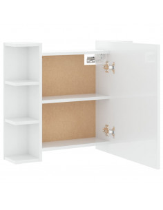 Mobile a Specchio con LED Bianco Lucido 70x16,5x60 cm