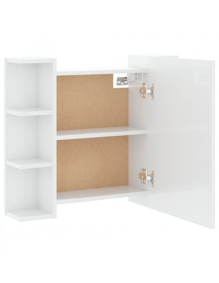 Mobile a Specchio con LED Bianco Lucido 70x16,5x60 cm