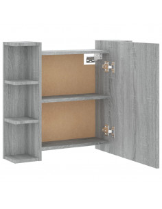 Mobile a Specchio con LED Grigio Sonoma 70x16,5x60 cm