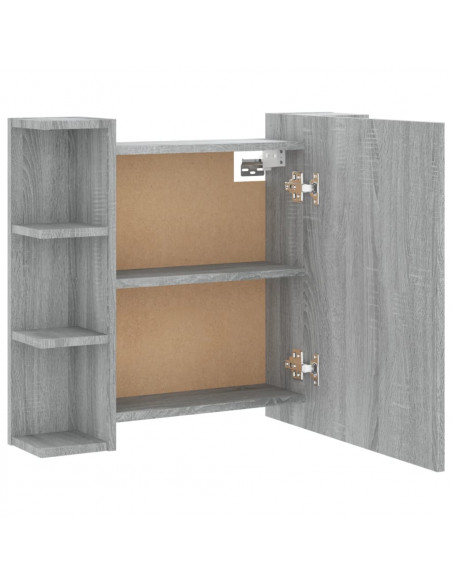 Mobile a Specchio con LED Grigio Sonoma 70x16,5x60 cm