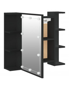 Mobile a Specchio con LED Nero 70x16,5x60 cm